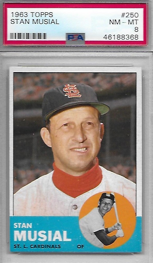 1963 Topps #250 Stan Musial PSA 8 NM-MINT - HOF - St. Louis Cardinals