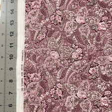 Pink Mauve Paisley Peter Pan Cotton Fabric 1/2 Yard - New