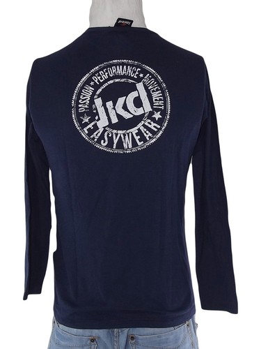 Jaked Maglia T-shirt Maglietta Uomo M Medium Blu Manica Lunga Girocollo Cotone - Picture 3 of 9