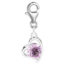 Clip on June Birthstone Charm Pendant for European Jewelry w/ Lobster Clasp