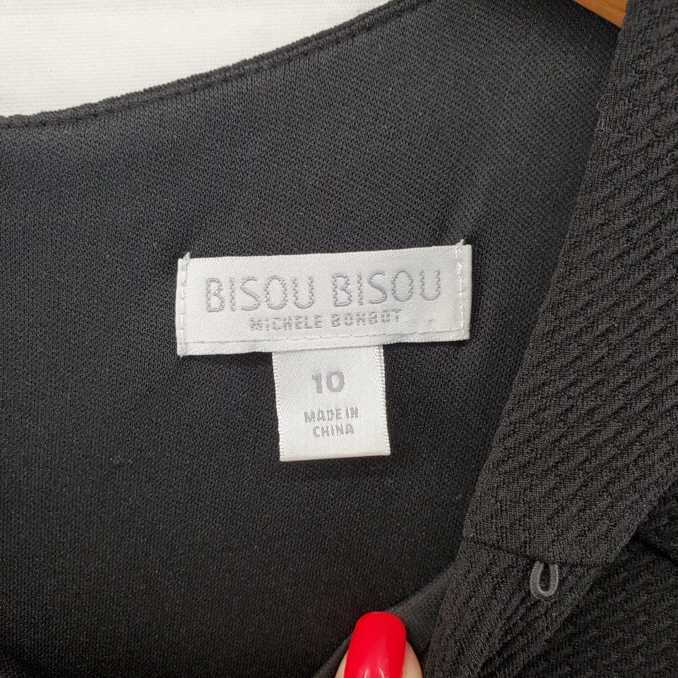 BISOU BISOU 紧身连衣裙女式 10 腰无袖后拉链黑色 — 第 3/4 张图片