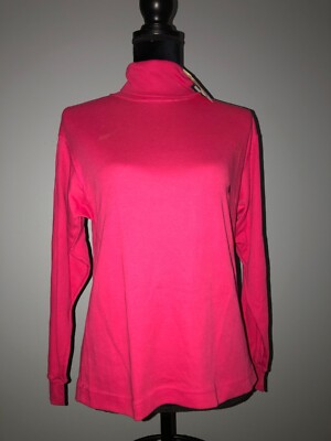 NWT VTG OS Maggie Lawrence Sport Jr Ms Women's Turtleneck Top Med Bright Pink
