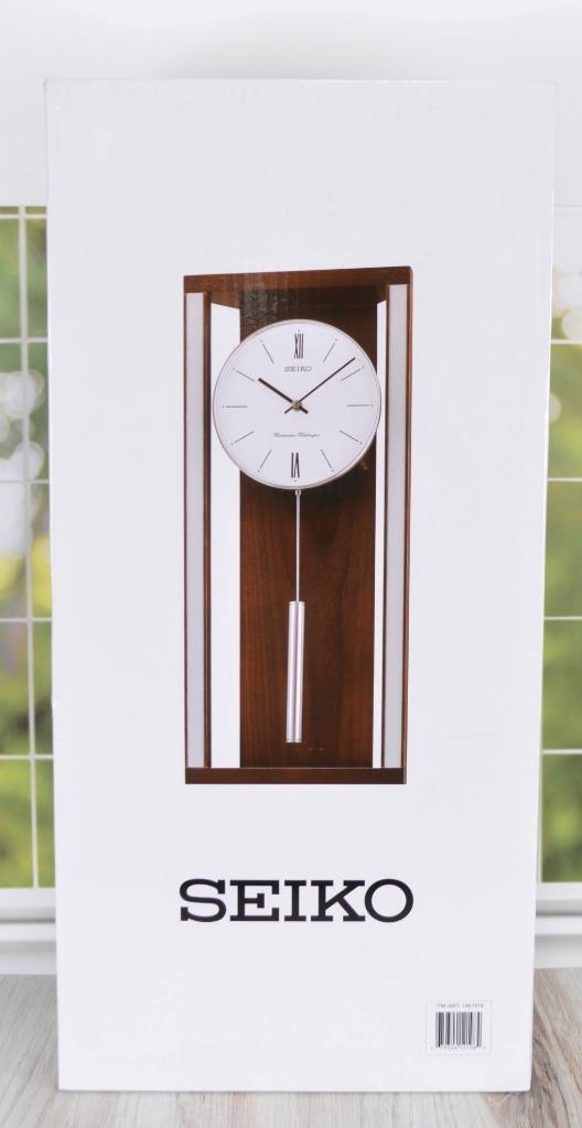 Seiko Wall Clock MidCentury Modern with Pendulum & Dual Chime QXH068BLH NEW eBay