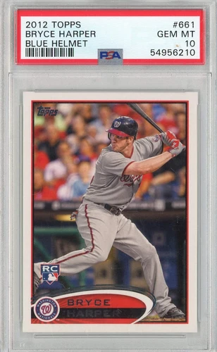 Graded 2012 Topps Bryce Harper #661 Blue Helmet Rookie RC Baseball Card PSA 10