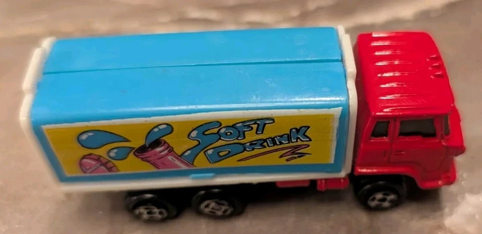 "Camión de refrescos Welly modelo fundido a presión rojo azul 3,5"" diecast vintage" Foto 2 de 4