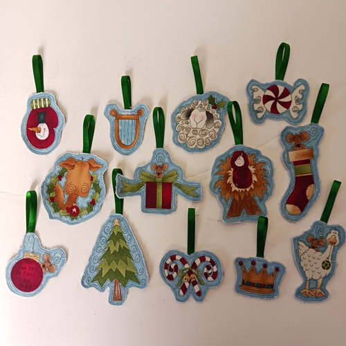 Christmas Advent Calendar Quilted Ribbon Patches Whimsical Nativity 40"x30" - Picture 12 of 15
