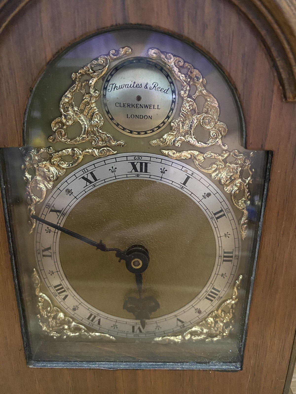 Thwaites And Reed Antique mantle Clock Wood Gold Clerkenwell London