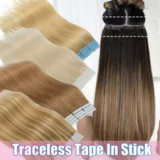 Tape In Glue Full THICK Skin Weft Remy 100% Human Hair Extensions Ash Brown 60pc
