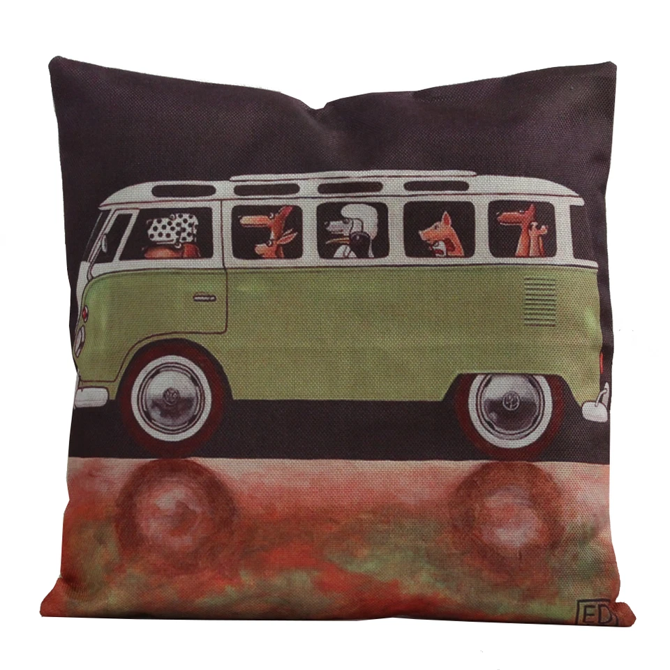 Маленький Lili подушка чехол с собаки водитель дизайн зеленый Volkswagen 18 x 18 - Изображение 2 из 3