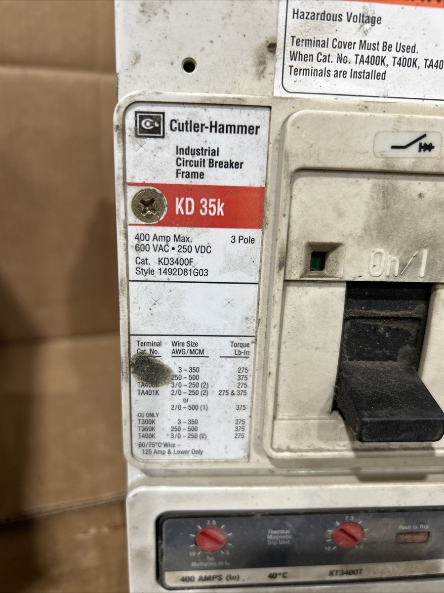 EATON KD3400F CUTLER-HAMMER KD35K 400 AMPS CIRCUIT BREAKER