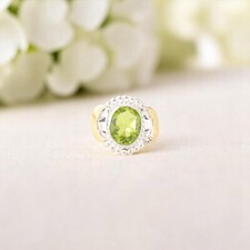 Natural Peridot Gemstone 925 Sterling Silver Jewelry Ring For Anniversary Gift