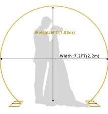Wokceer Wedding Arch 7.2FT Round Backdrop Stand Gold Metal Circle Backdrop St...