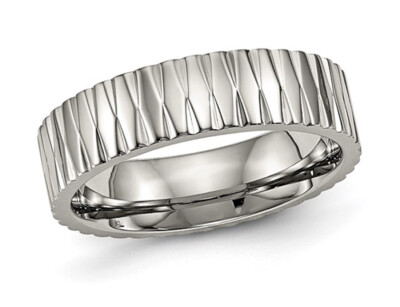Mens 6mm Textured Titanium Wedding Band Ring