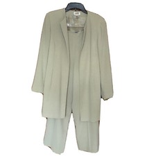 Talbots Women s Sz 10 Pant Suite Blazer Open Front Straight Leg Light Green