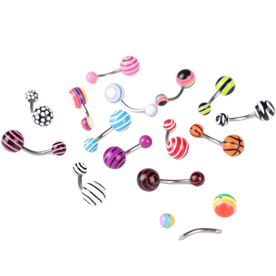 Begavet 12X Anillos Piercing Corporal Acero Inoxidable para Cejas Vientre Lengua Labial Barra Foto 4 de 4