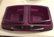 Large Double Pet Dish Food/Water Bowl 38OZ Capacity Purple, Blue, Aqua (2 each)