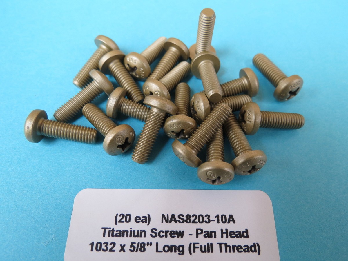 3/16” #10-32 x 5/8” Titanium (20) Pan Head Screws Aircraft