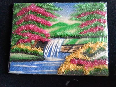 Natural Crushed Gemstone Painting Handcrafted 8x6