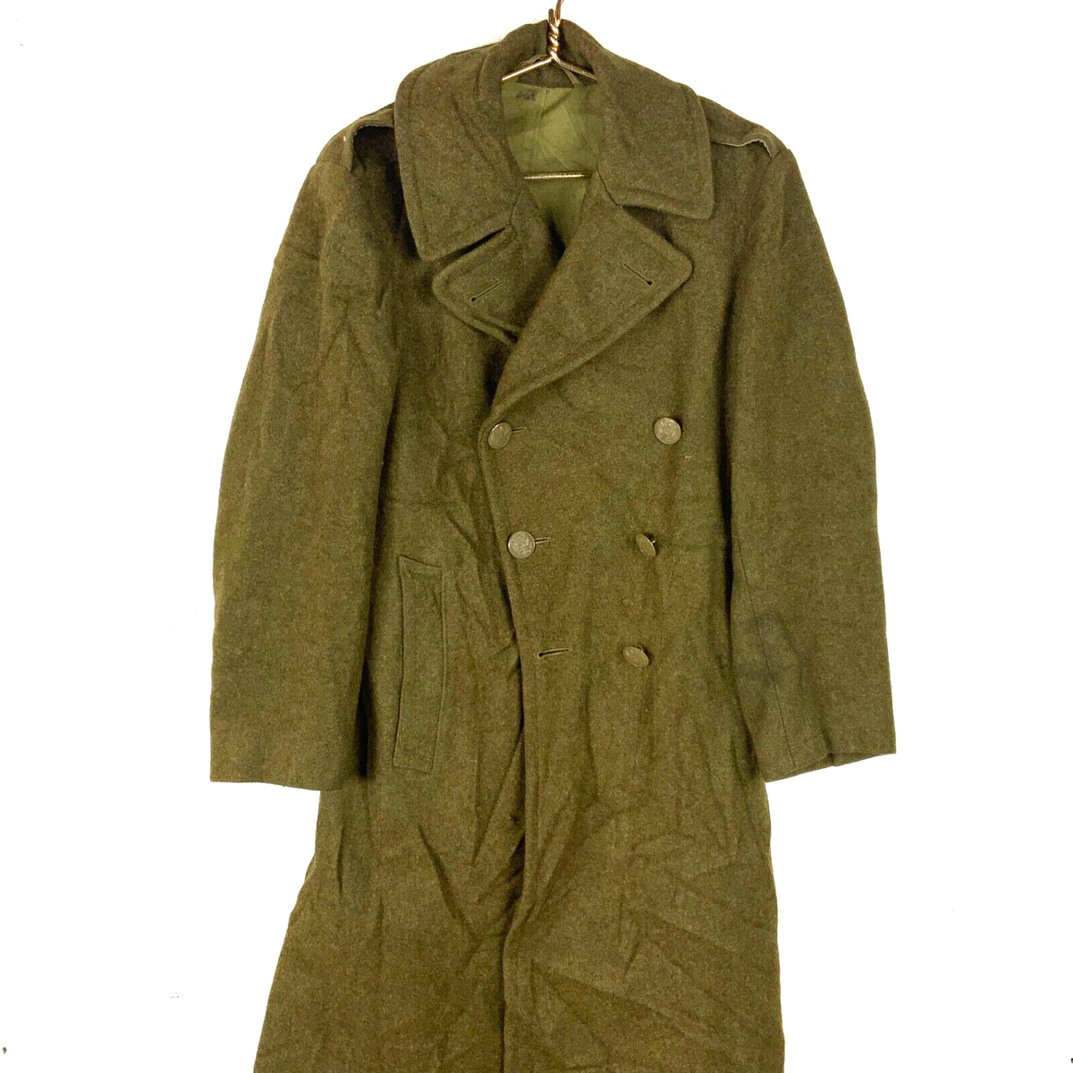 Vintage 1940s U.S. Army World War II Wool Trench Coat Size
