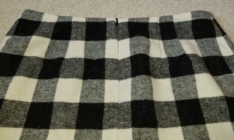 Falda Mujer-TALBOTS-negro/blanco mezcla de lana a cuadros flecos forrados a lápiz-10P Foto 4 de 4