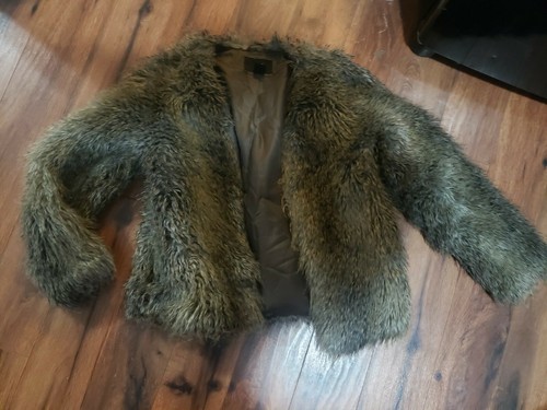 H\u0026M Faux Fur Jacket Sz 6 Brown And Gray 