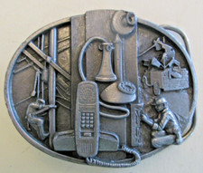 VTG 1988 Metal Siskiyou Communications Belt Buckle Z-50 Telephone System USA