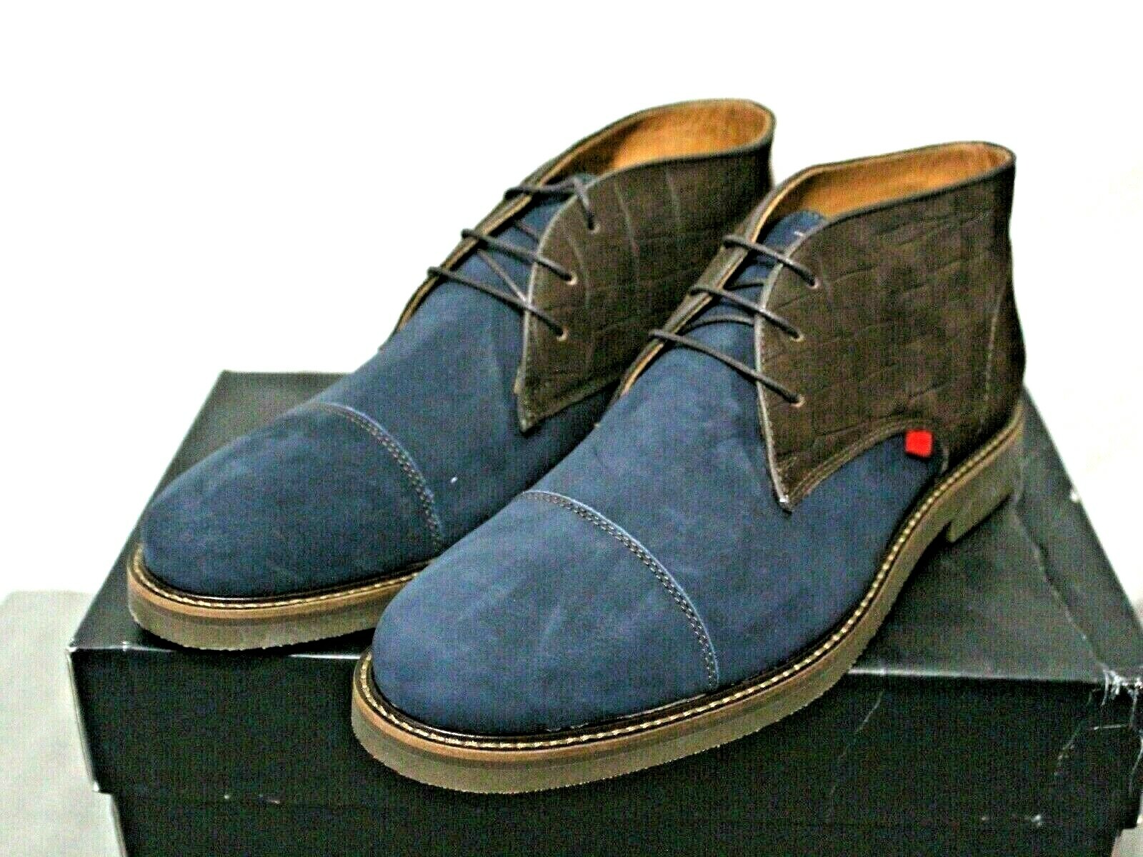 SAOLA MARC JOSEPH scarpe abiti lacciate da uomo pelle blu navy marroni taglia 8 5 M nuove