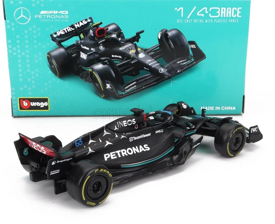 MODELLINO AUTO BURAGO STATICO MERCEDES GP F1 W14 2023 #63 RUSSEL SCALA 1/43 - Immagine 2 di 4
