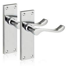 XFORT Polished Chrome 6" Victorian Scroll Lever Latch Door Handles, (1 Pair)