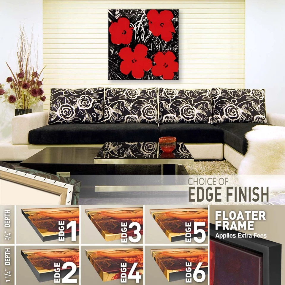 36 Вт «x 36H» цветы (красный), 1964 Энди Уорхол - черный поп-арт выбор холста - Изображение 2 из 4