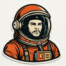 Che Guevara in Space Suit Sticker 9x9cm Revolutionary in Space Suit Sticker