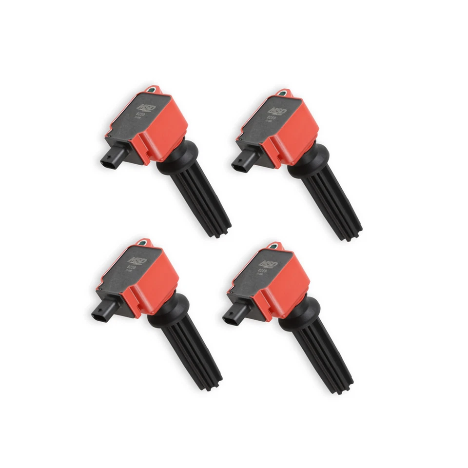 Paquete de 4 bobinas de encendido MSD rojas atornillables para Ford EcoBoost 2012-2019 - 2,0 L/2,3 L L4 Foto 2 de 4