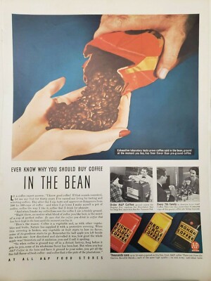 Lot of 2 Vintage 1940 8 O'Clock Coffee Print Ads Ephemera Art Decor In the Bean