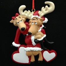 Santa Deer Couple Personalized Christmas Tree Ornament