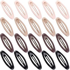 20PCS Oval Metal Snap Clips for Women No Slip Small Bright Black Brown Beige