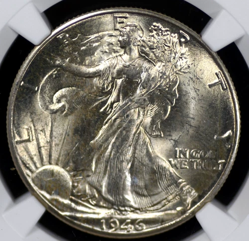 1946 D WALKING LIBERTY HALF DOLLAR NGC MS 63 CRISP SILVERY LUSTER, ROLLING MINT
