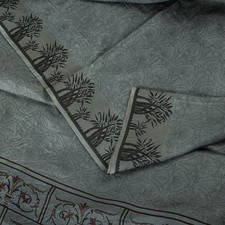 Sanskriti Vintage Saree Gray Soft 100 Pure Silk Floral Digital Printed Sari 6 Y