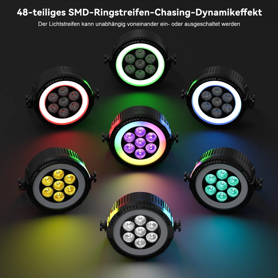 4PCS 200W LED Par DMX512 RGBW Strahler Bühnenlicht 7+48 LED mit Streifen Party - Bild 4 von 4