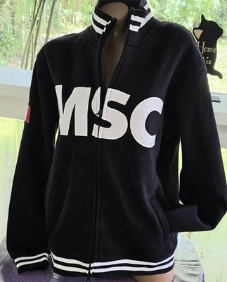 MSC Cruise Line Jacket L XL Zippered   Fleece Navy Blue Ship Warm Cotton Poly