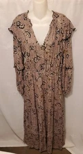 Anthropologie Dolan Tiered Ruffled Floral Maxi Dress Sz Large Long Sleeve Boho 