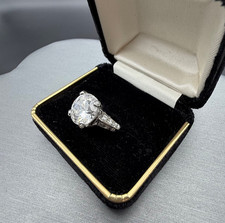 Vintage 925 Sterling Silver Cubic Zirconia Cocktail Ring Statement Piece Size 8