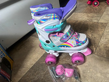 XR Superb Youth Girls Adjustable Quad Roller Skates Pink Light-Up Wheels