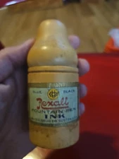 Rexall Eyedropper Glass Bottle + Glass Pipette & Labels on Glass & Wood e276