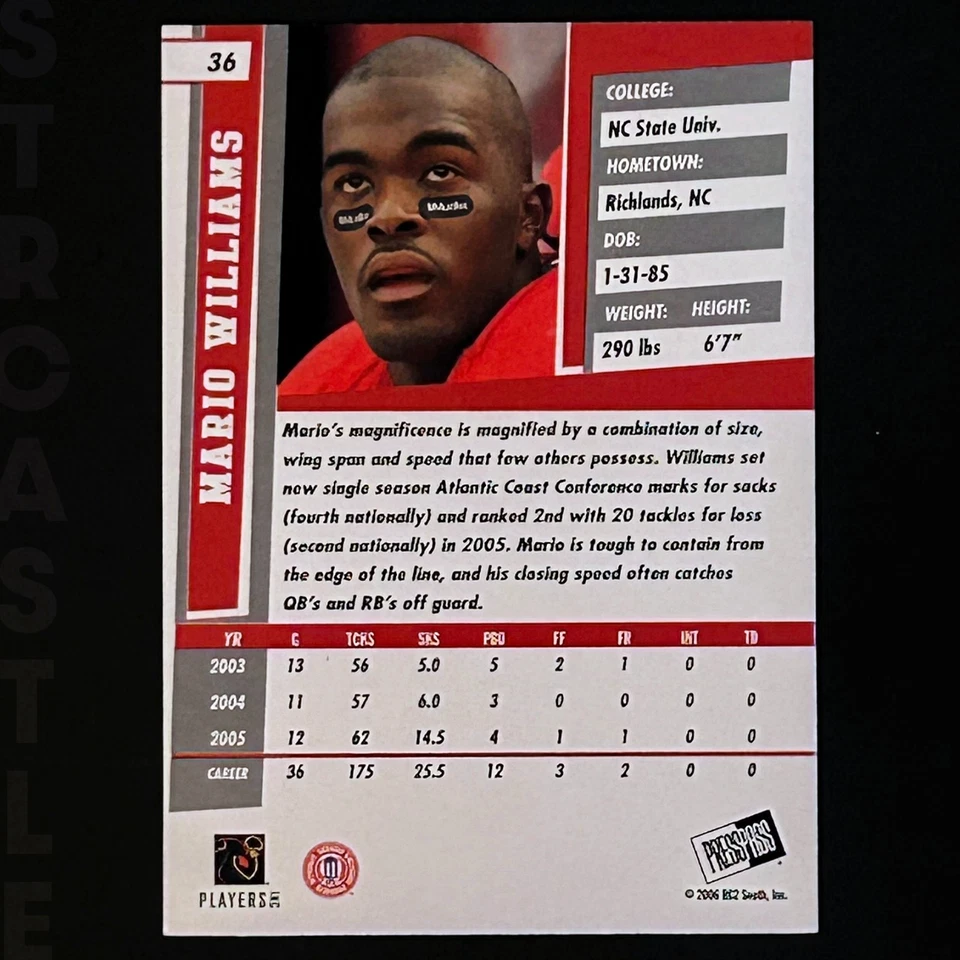 Mario Williams 2006 Press Pass SE #36 🏈 Football Card (RC) - Image 2 of 3