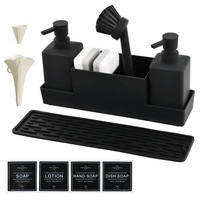 Seifenspender Set KüChe Organizer SpüLmittelspender SpüLschwäMme BüRste Schwarz