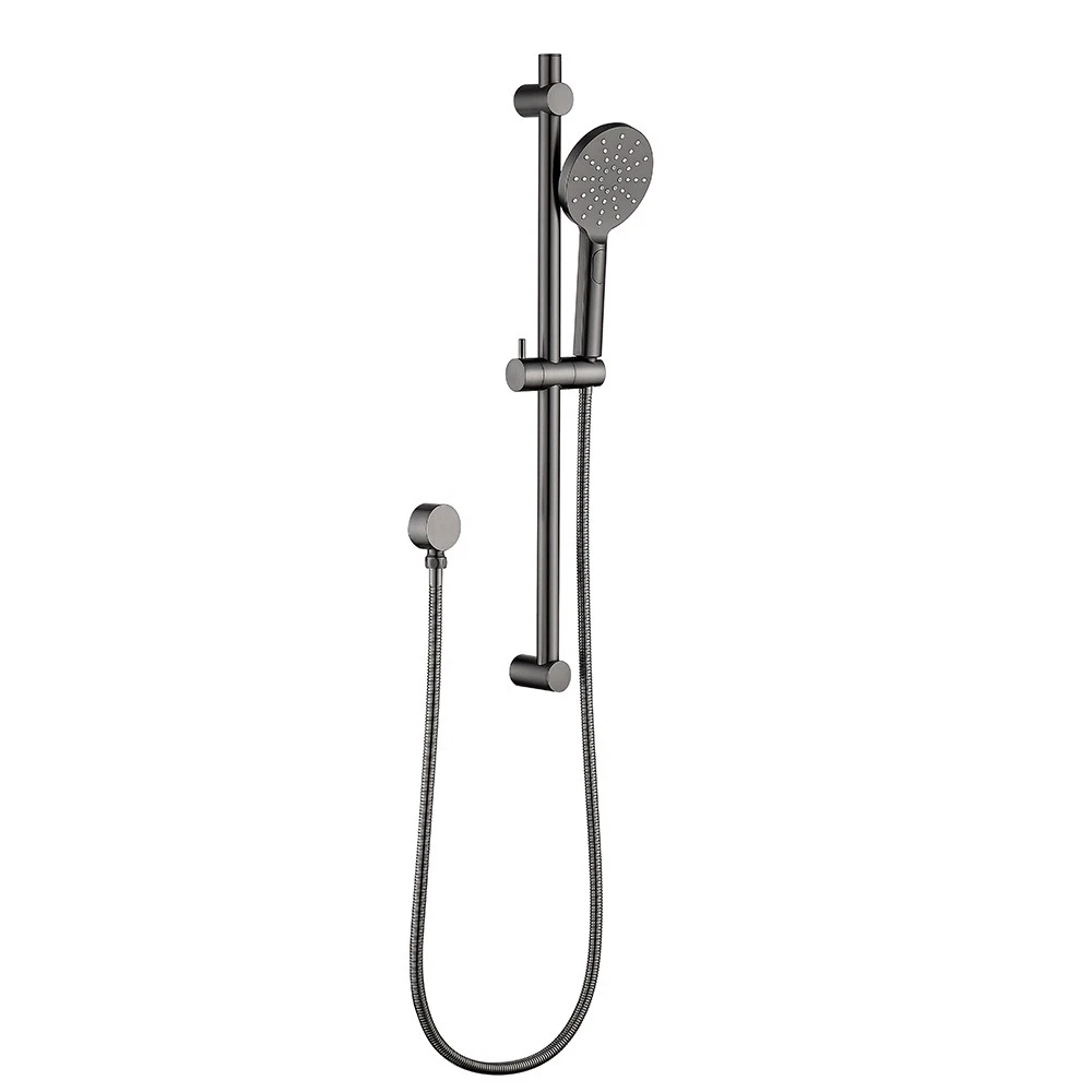 Decaura Shower Head Set Round Rail Set Shower Mixer Taps Brushed Gunmetal WELS