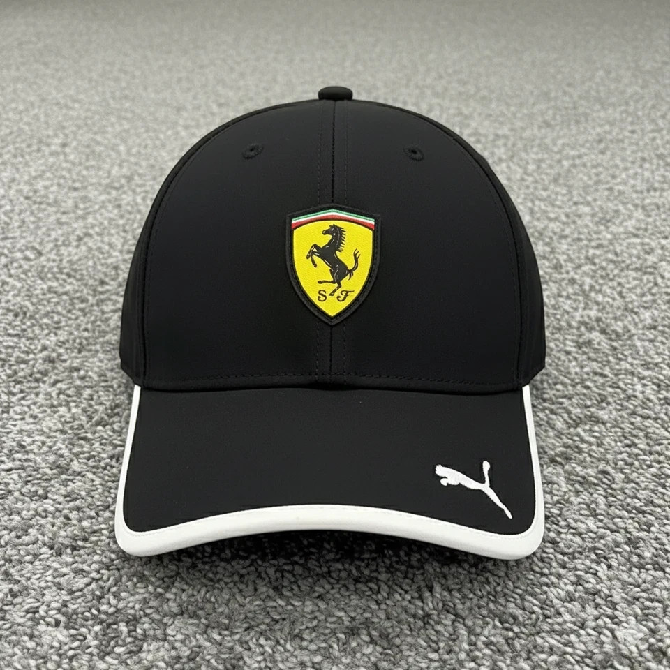 PUMA Scuderia Ferrari F1 Team Black Adjustable Curved Brim Racing Baseball Cap