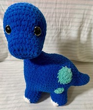 Crochet Blue Dino Plush   Cute Amigurumi Dinosaur Stuffed Toy