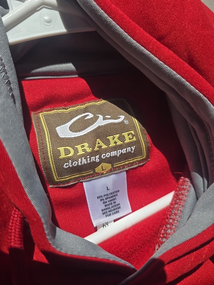 Sudadera con capucha Drake Waterfowl para hombre talla grande color rojo poliéster Foto 2 de 4