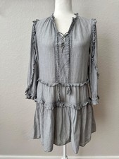 Ulla Johnson Essie Voile Striped Ruffle Mini Dress Women's Size 2 G
